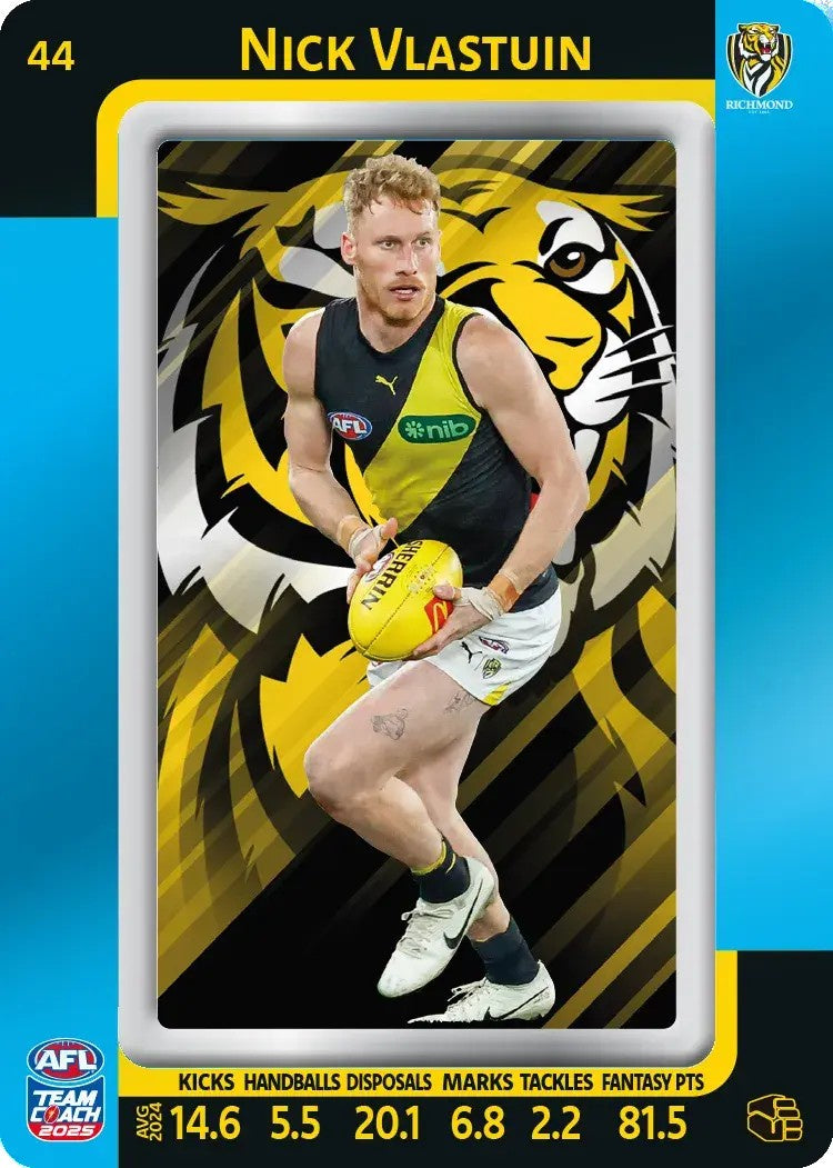 Nick Vlastuin, #44, Blue Parallel, 2025 Teamcoach AFL