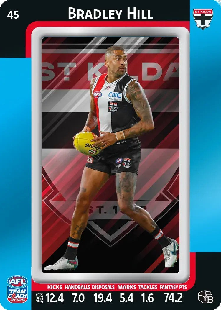 Bradley Hill, #45, Blue Parallel, 2025 Teamcoach AFL