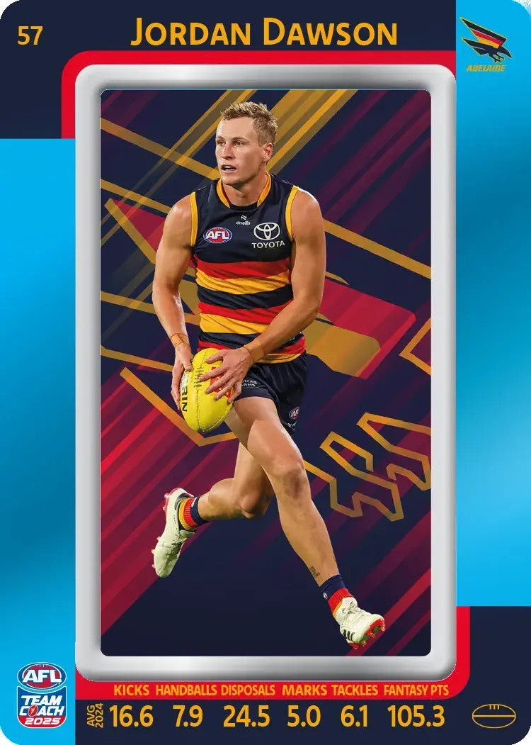 Jordan Dawson, #57, Blue Parallel, 2025 Teamcoach AFL