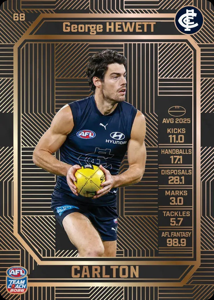 George Hewitt, #68, Bronze, 2026 Teamcoach AFL