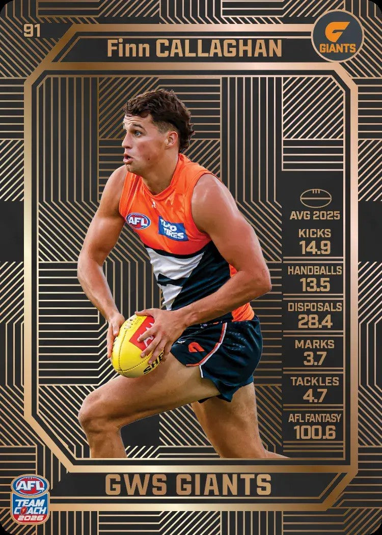Finn Callaghan, #91, Bronze, 2026 Teamcoach AFL