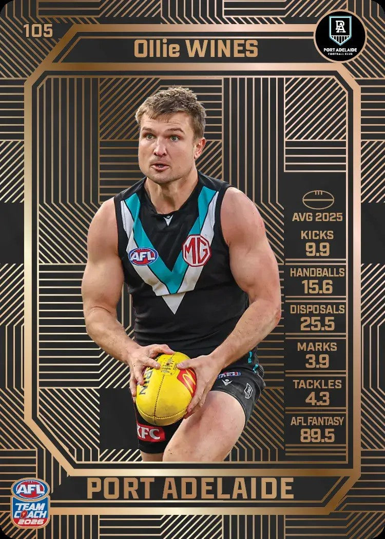 Ollie Wines, #105, Bronze, 2026 Teamcoach AFL