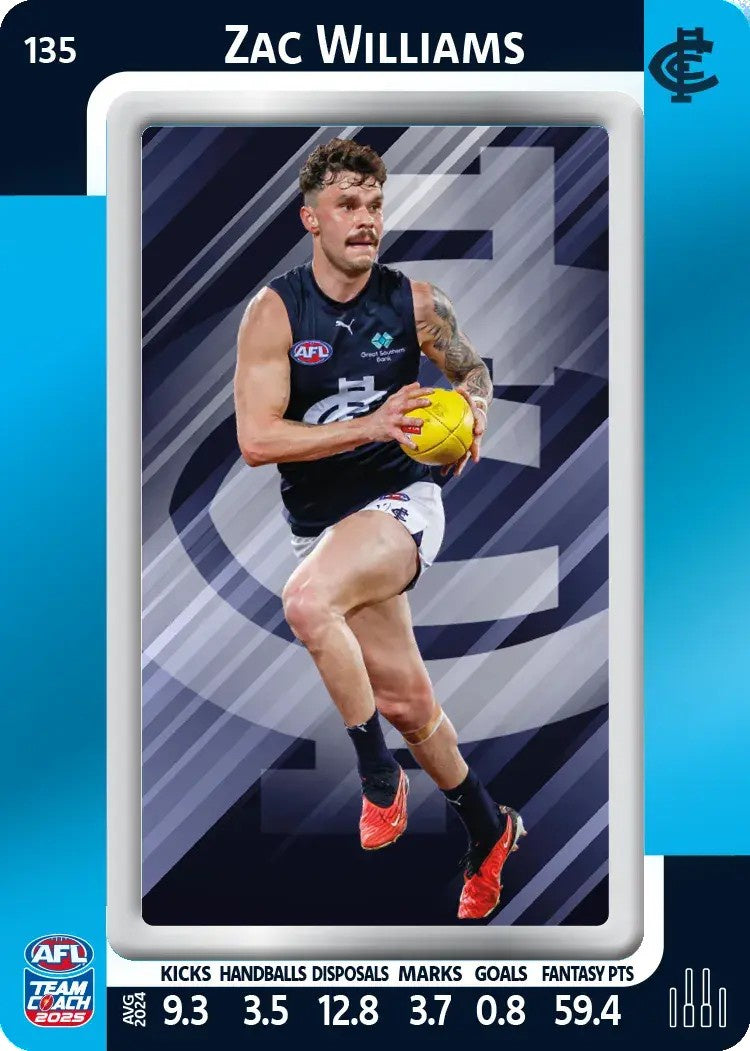 Zac Williams, #135, Blue Parallel, 2025 Teamcoach AFL