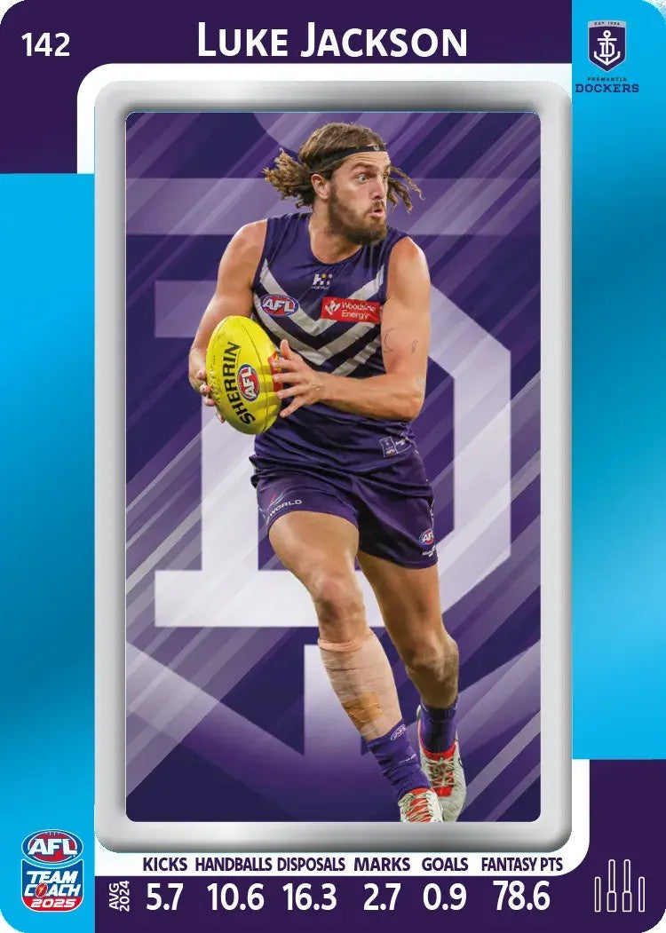 Luke Jackson, #142, Blue Parallel, 2025 Teamcoach AFL