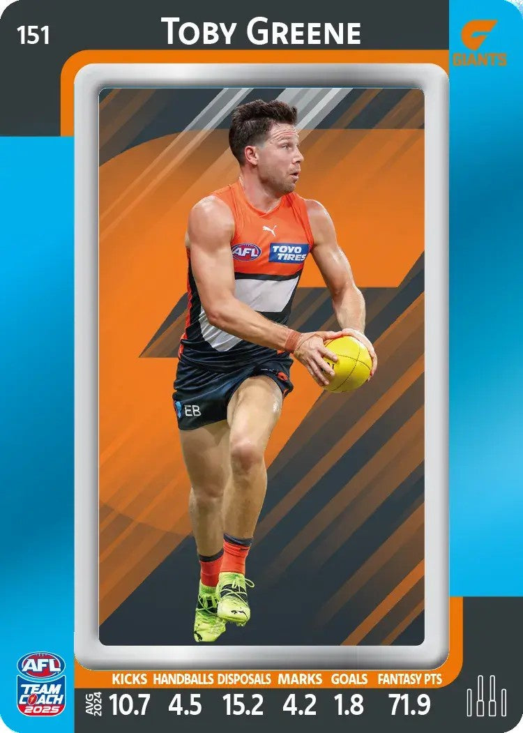 Toby Greene, #151, Blue Parallel, 2025 Teamcoach AFL