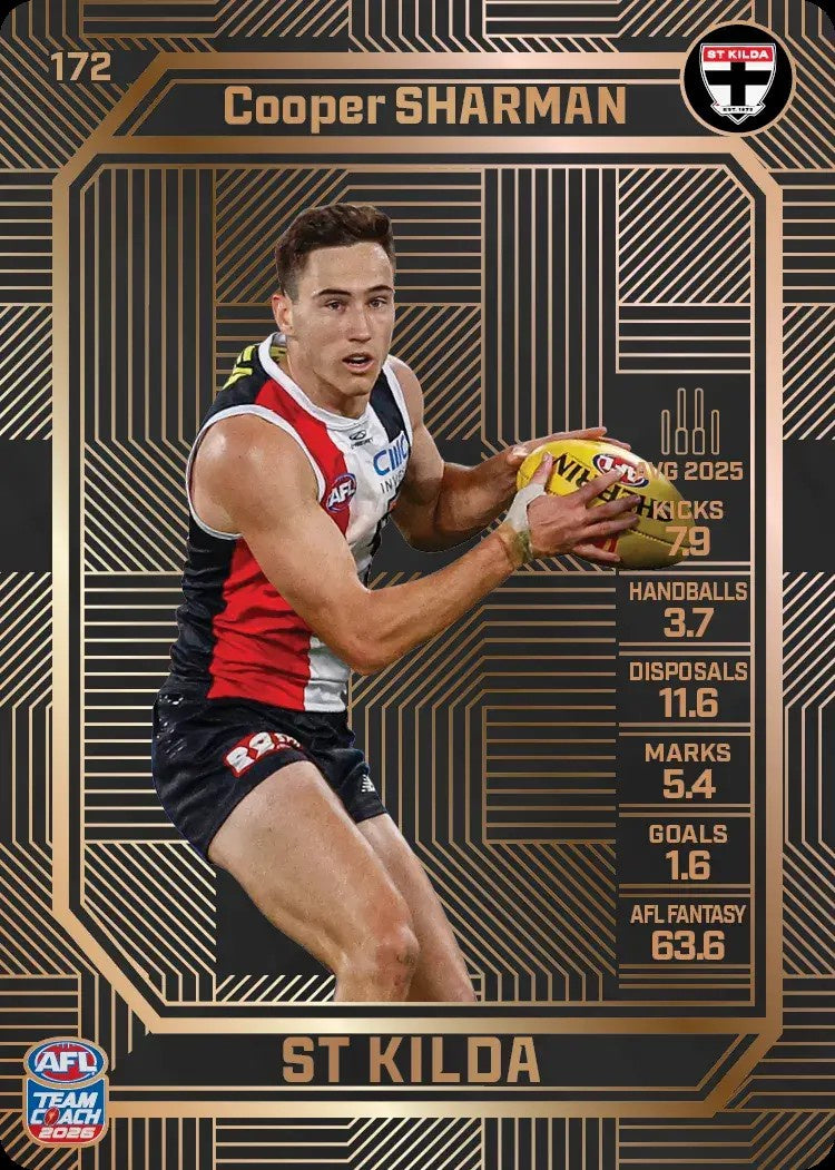 Cooper Sharman, #172, Bronze, 2026 Teamcoach AFL
