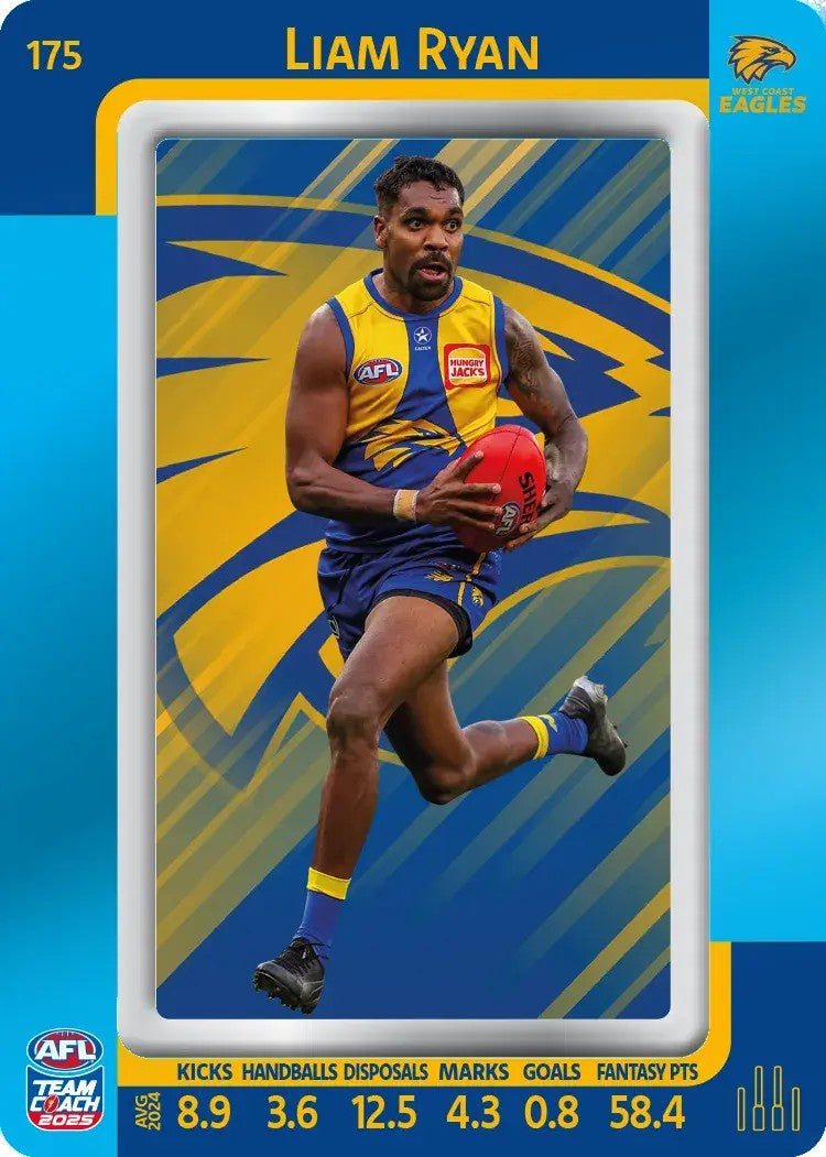 Liam Ryan, #175, Blue Parallel, 2025 Teamcoach AFL
