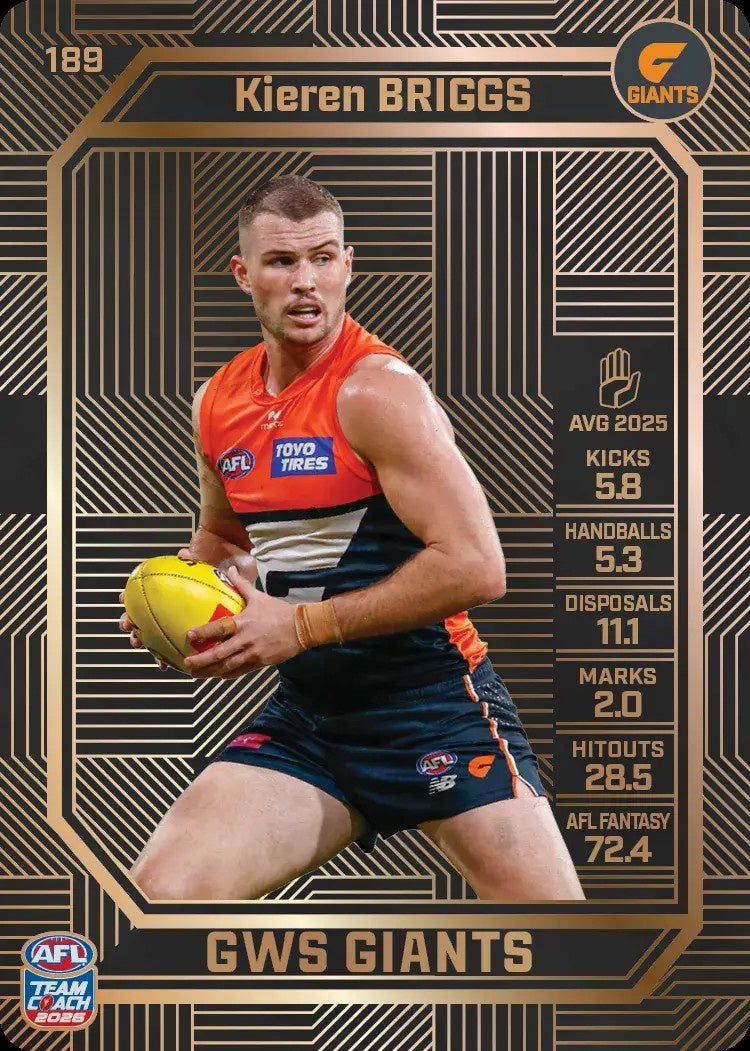 Kieren Briggs, #189, Bronze, 2026 Teamcoach AFL