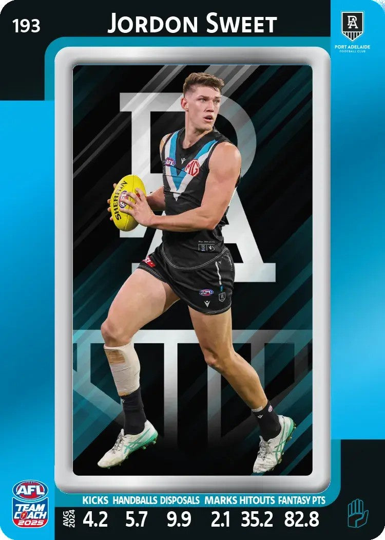 Jordon Sweet, #193, Blue Parallel, 2025 Teamcoach AFL