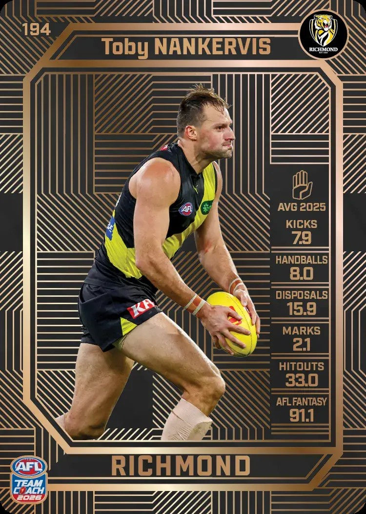 Toby Nankervis, #194, Bronze, 2026 Teamcoach AFL