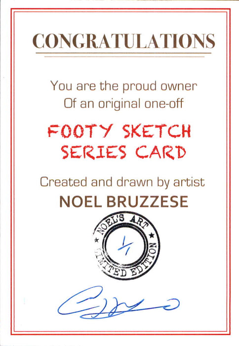 Jack Dyer, B&W Footy Sketch Series, 1 of 1, by Noel Bruzzese