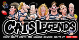 Geelong Cats Player Legends Caricature Stubby Holders. Art by HarvTime.