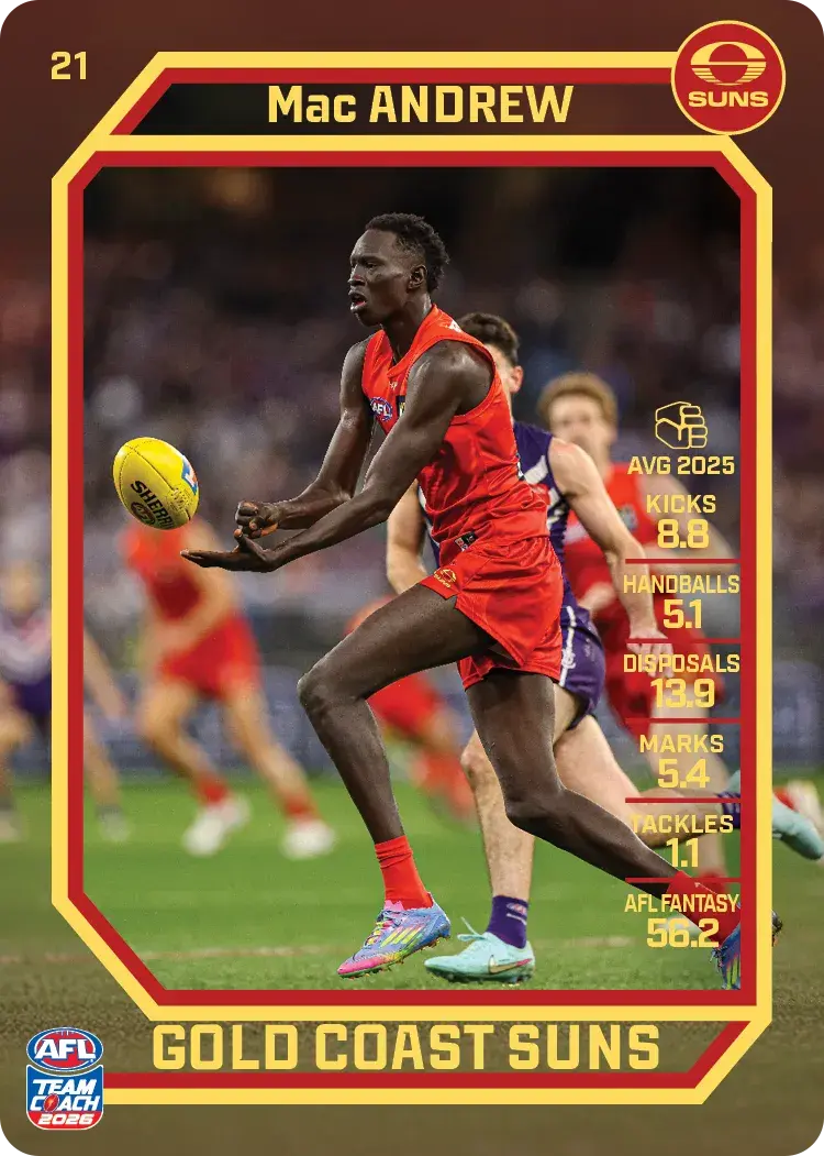 2026 Teamcoach AFL Common Cards - Cards 1 to 100 - Pick Your Card