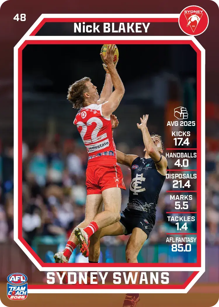 2026 Teamcoach AFL Common Cards - Cards 1 to 100 - Pick Your Card