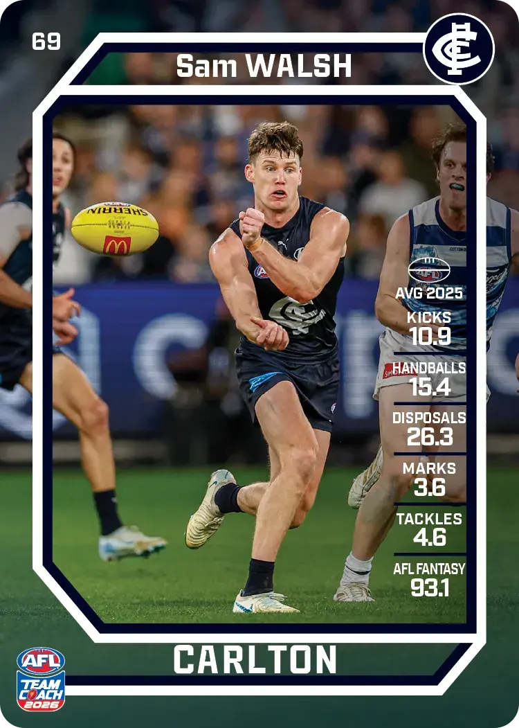 2026 Teamcoach AFL Common Cards - Cards 1 to 100 - Pick Your Card
