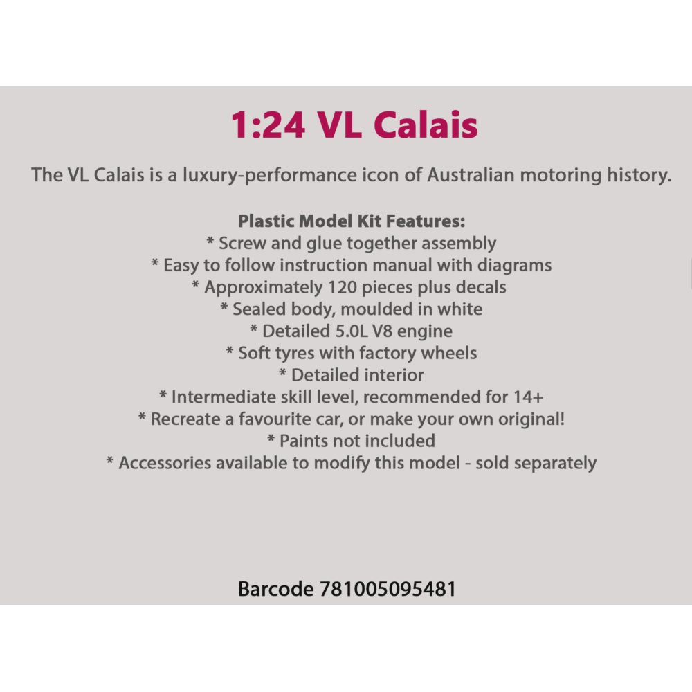 Holden VL Calais, 1:24 Scale Plastic Model Kit