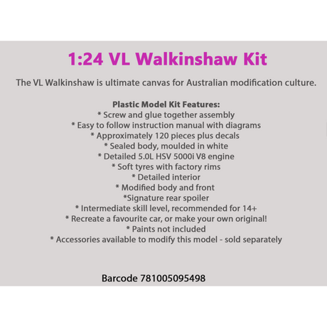 Holden VL Walkinshaw, 1:24 Scale Plastic Model Kit