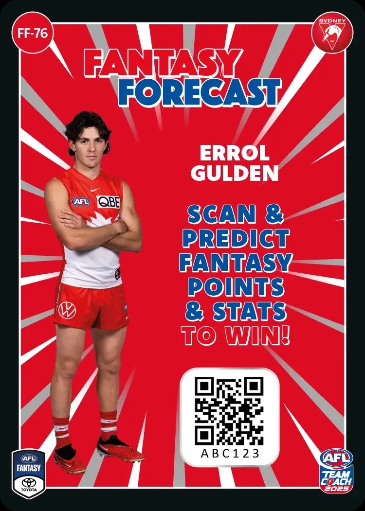 2025 Teamcoach AFL Fantasy Forecast - Cards 1 to 90 - Pick Your Card