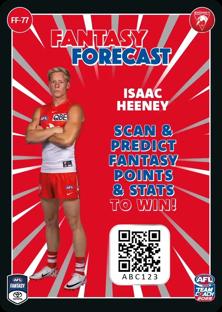 2025 Teamcoach AFL Fantasy Forecast - Cards 1 to 90 - Pick Your Card
