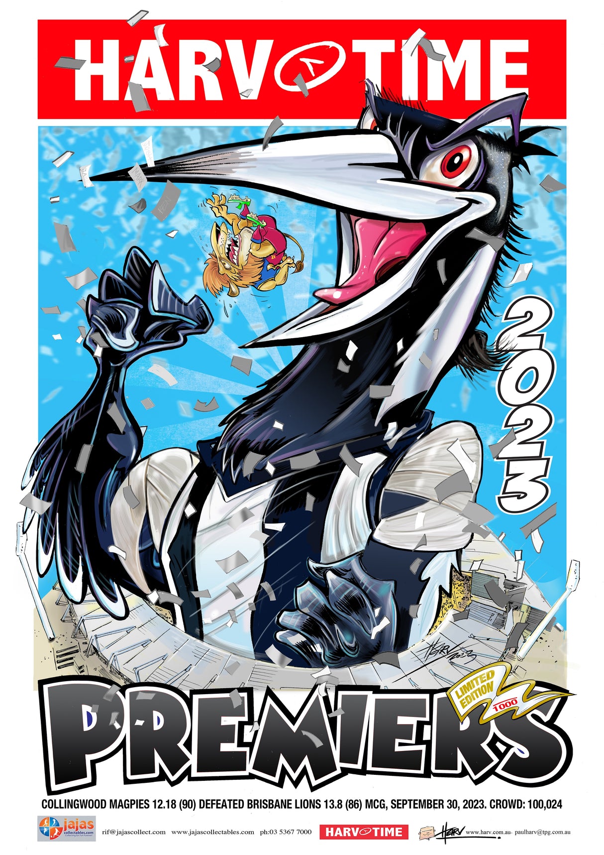 Collingwood Magpies 2023 Premiership Poster, Harv Time