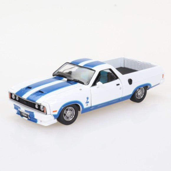 White w/Blue Ford XC Cobra Ute, 1:32 Scale Diecast Car