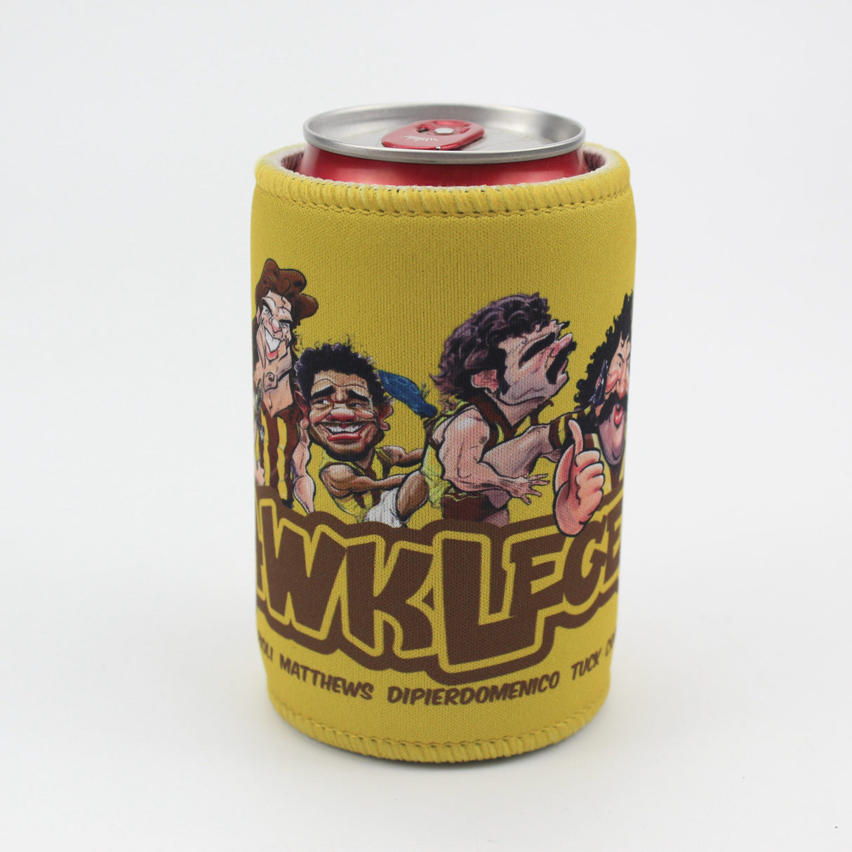 Hawthorn Hawks Player Legends Caricature Stubby Holders. Art by HarvTime.