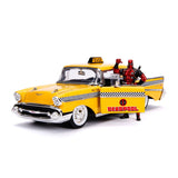 Deadpool (Comics) - 1957 Chevy Bel Air Taxi Hollywood Ride 1:24 Scale Diecast Vehicle with Deadpool