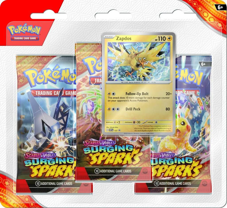 POKÉMON TCG Scarlet & Violet 8 Surging Sparks Three Booster Blister