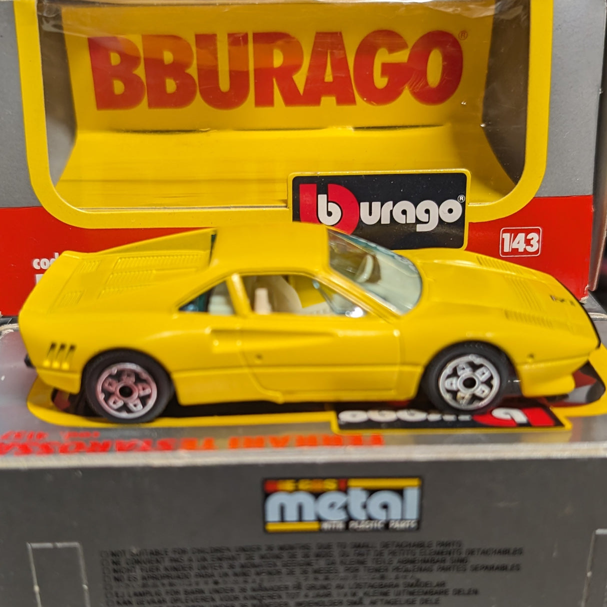 Burago, Yellow Ferrari GTO, cod. 4175, 1:43 Scale Diecast Car