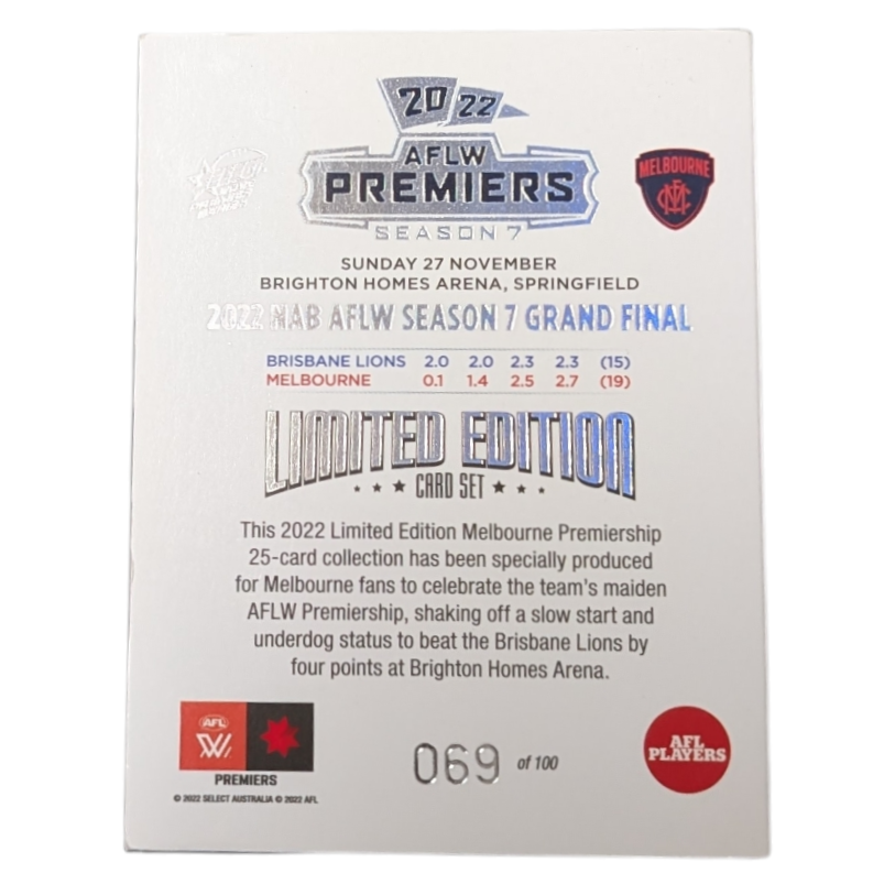 2022 Select AFLW Season 7 Melbourne Platinum Premiers Card Set