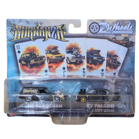 Oz Wheels Burnanza FSD, Holden HZ Panel Van & Ford XY Falcon Twin Set, 1:64 Scale Diecast Car