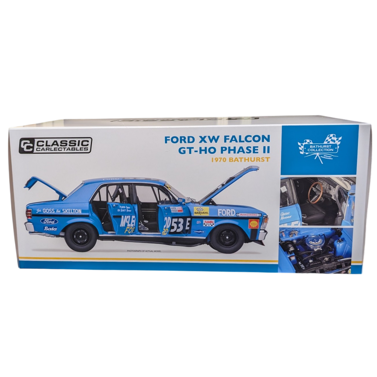 Classic Carlectables Ford XW Falcon Phase II 1970 Bathurst John Goss/Bob Skelton 53E, 1:18 Scale Diecast Model Car