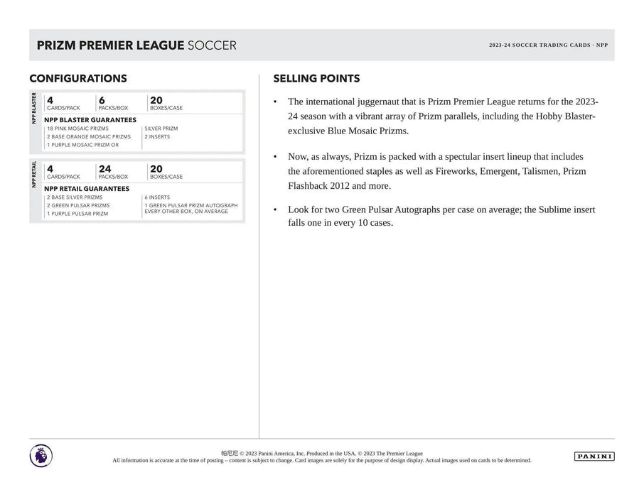 2023-24 Panini Prizm Premier League EPL Soccer Retail Box