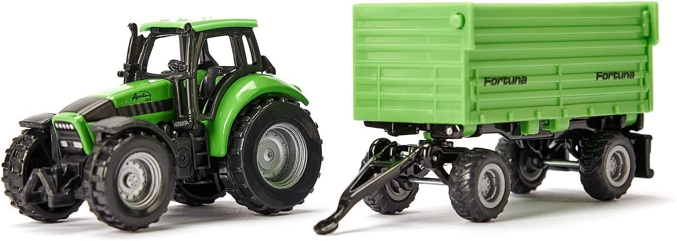 Siku 1606 - Deutz-Fahr Tractor With Fortuna 4-Wheel Trailer
