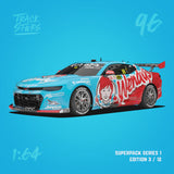TrackStars Brad Jones Racing Wendy’s #96 Chevrolet Camaro ZL1 Supercar - 2025 Taupo Super 440 - Macauley Jones, 1:64 Scale Diecast Car