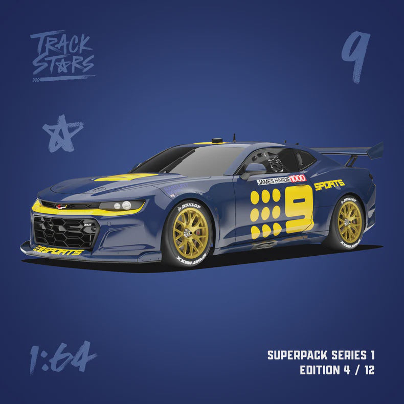 TrackStars #9 Chevrolet Camaro ZL1 Supercar - 1982 Flying Camaro Tribute Livery - Star Car, 1:64 Scale Diecast Car