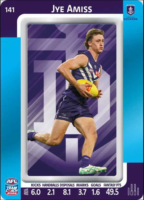Jye Amiss, #141, Blue Parallel, 2025 Teamcoach AFL