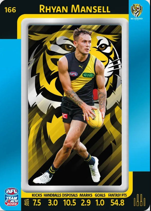 Ryan Mansell, #166, Blue Parallel, 2025 Teamcoach AFL