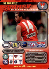 Paul Kelly, Base, Silver & Gold Cards, 2002 Teamcoach AFL