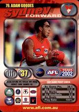 Adam Goodes, Base, Silver & Gold Cards, 2002 Teamcoach AFL