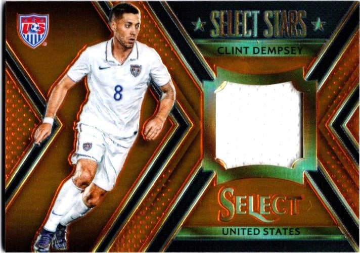 Clint Dempsey, Select Stars Memorabilia Orange Prizm, 2015-16 Panini Select Soccer
