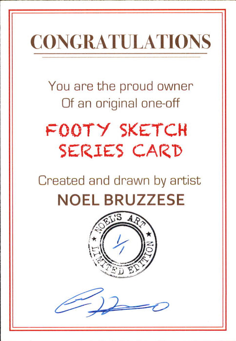 John Coleman, B&W Footy Sketch Series, 1 of 1, by Noel Bruzzese