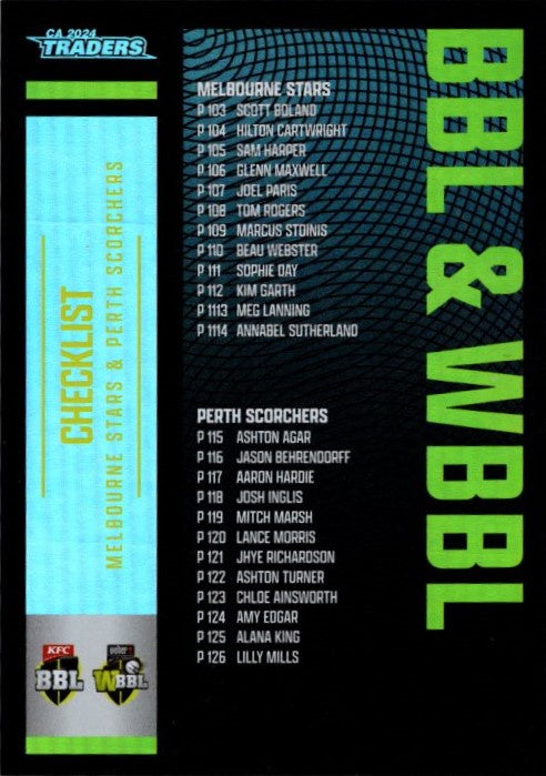 Checklist, P153, Parallel, 2024-25 TLA CA Cricket Traders