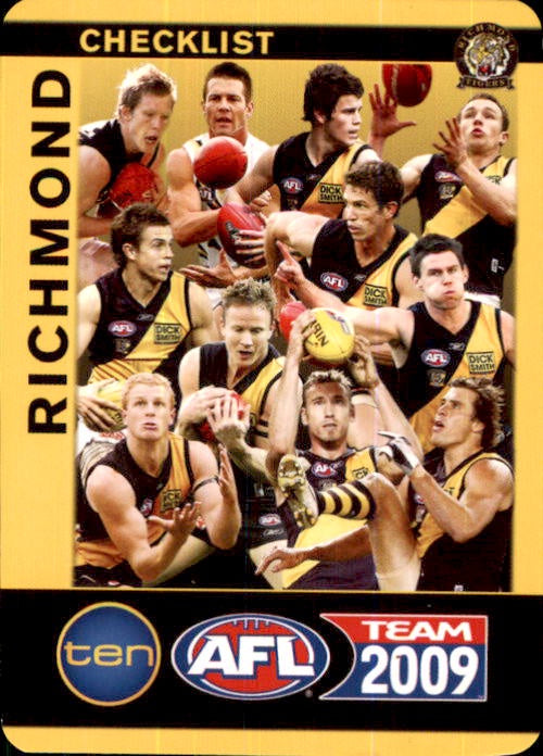 Richmond Tigers Checklist, 2009 Teamcoach AFL