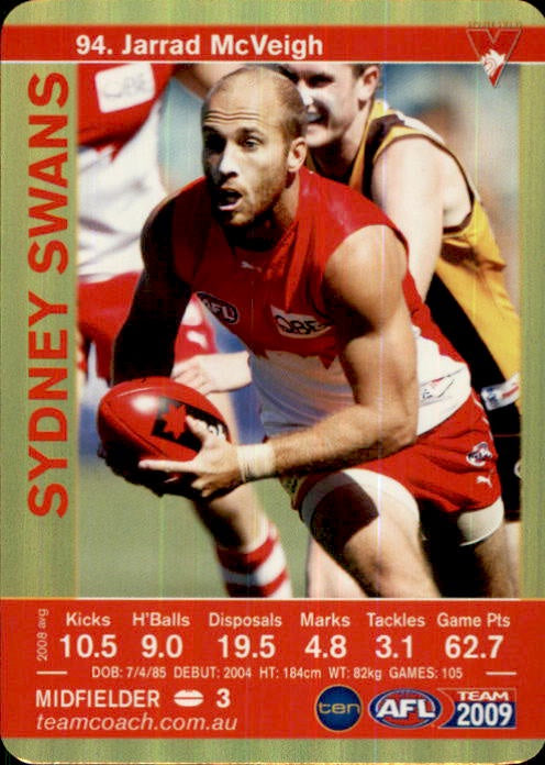 Jarrad McVeigh, Gold, 2009 Teamcoach AFL