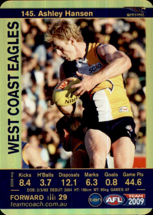 Ashley Hanson, Gold, 2009 Teamcoach AFL