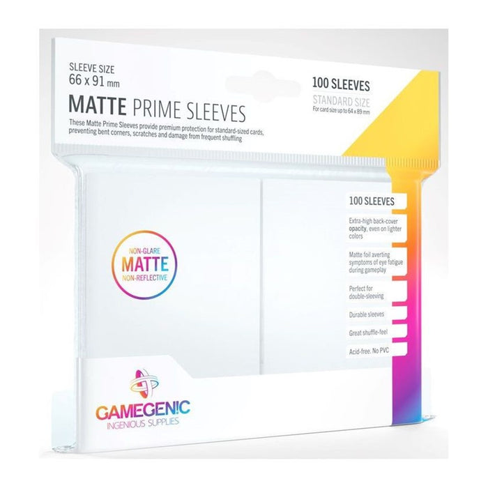 Gamegenic Matte Prime Card Sleeves White (66mm x 91mm) (100 Sleeves Per Pack)