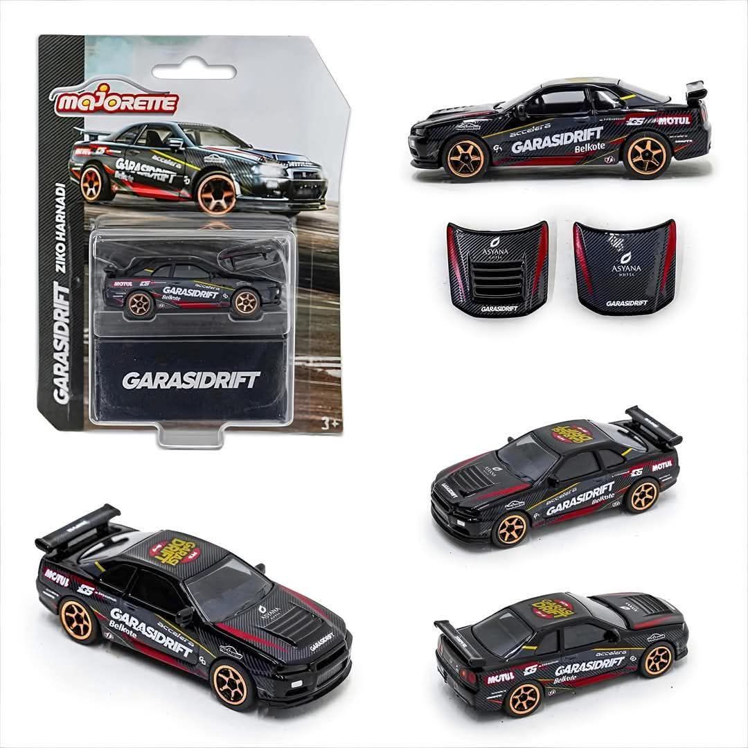 Majorette - Nissan Skyline R34, GarasiDrift - Ziko Harnadi, 1:64 Scale Diecast Car