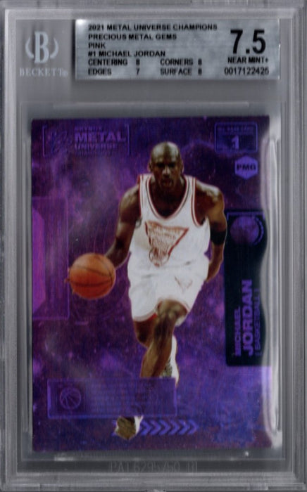 Michael Jordan, Precious Metal Gems Pink, 2021 UD Metal Universe Champions BGS 7.5