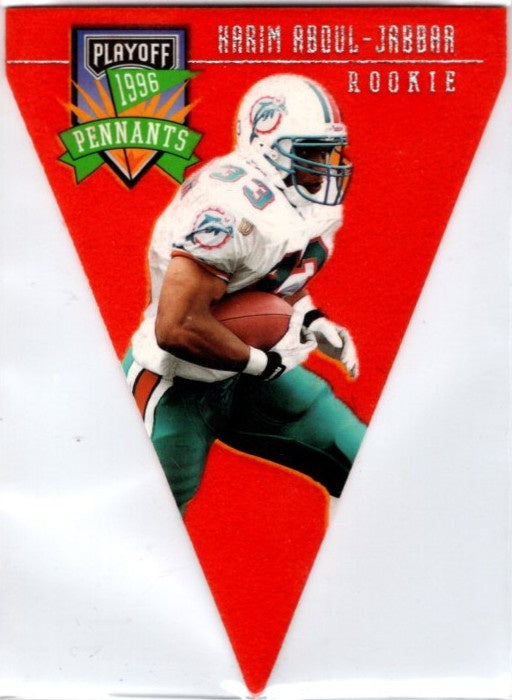 Karim Abdul-Jabbar, RC, #33, Pennants, 1996 Playoff Contenders Football NFL